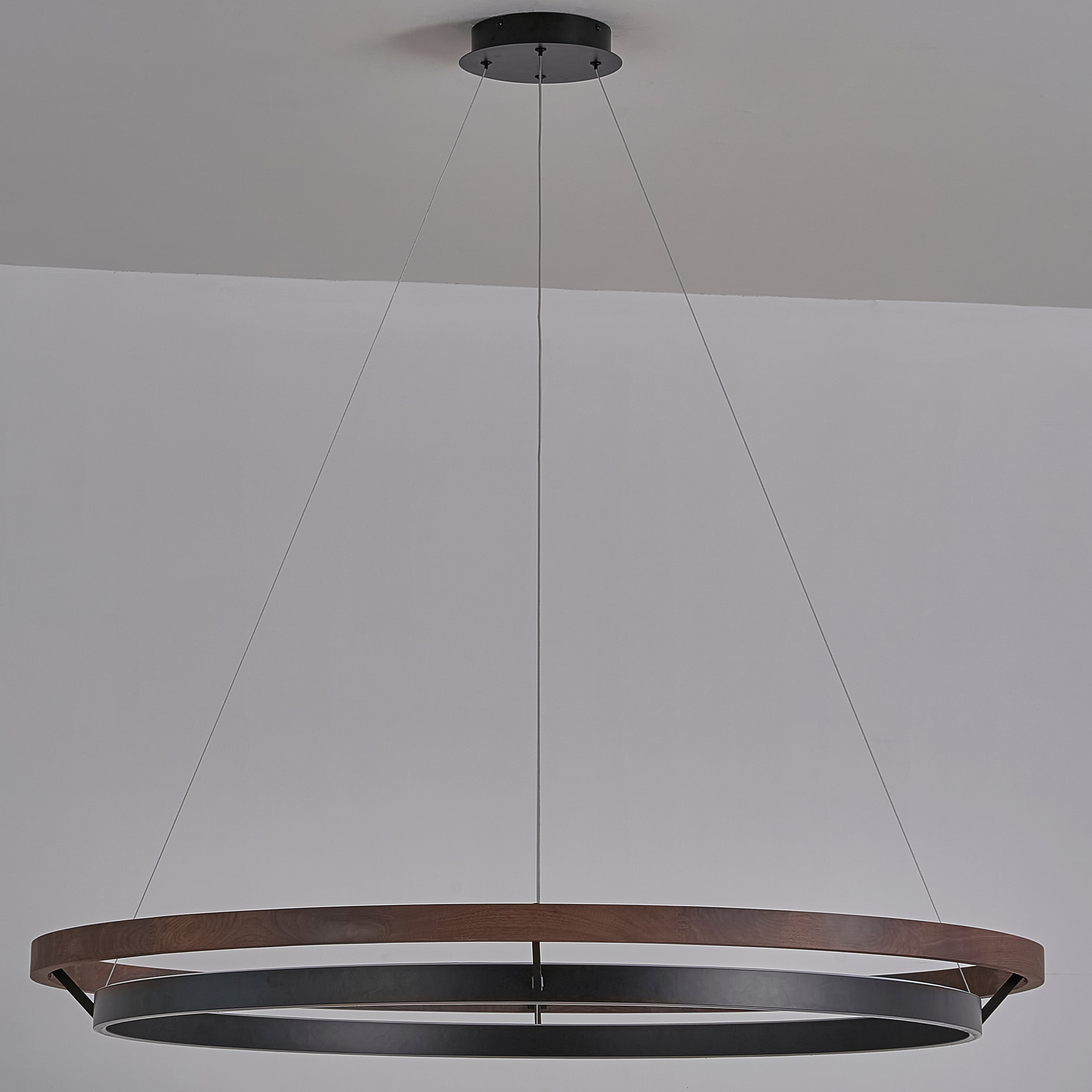 48 Inch Ring LED Walnut Chandelier - Grace