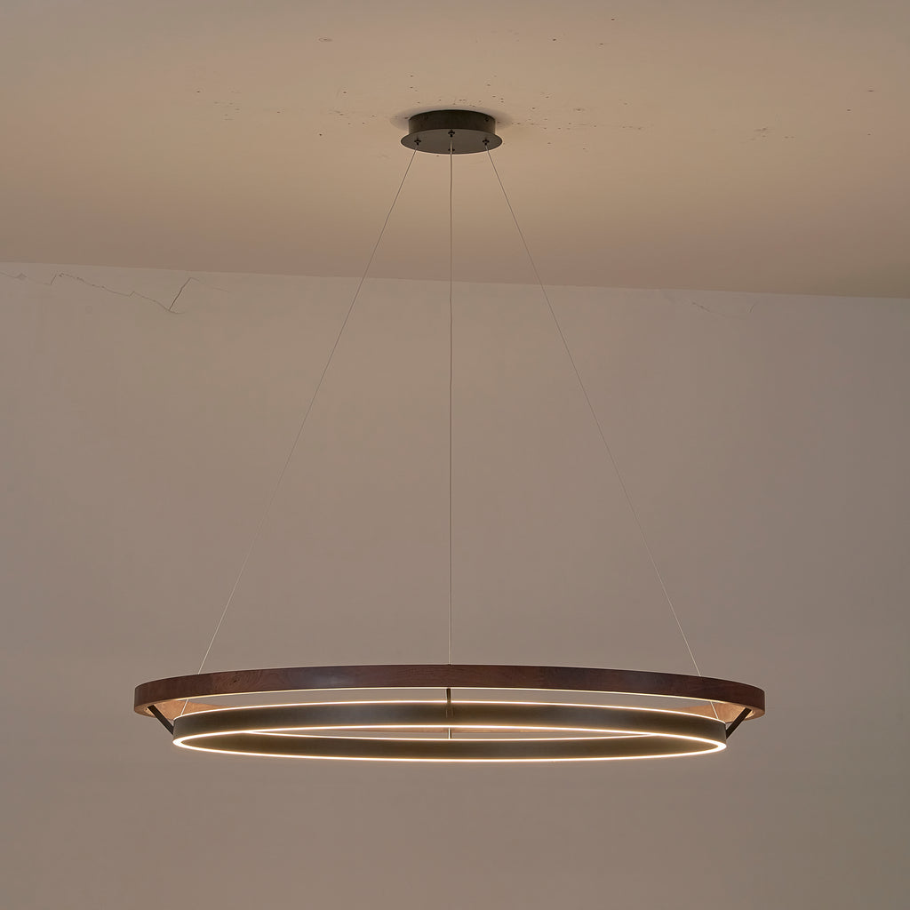 48 Inch Ring LED Walnut Chandelier - Grace