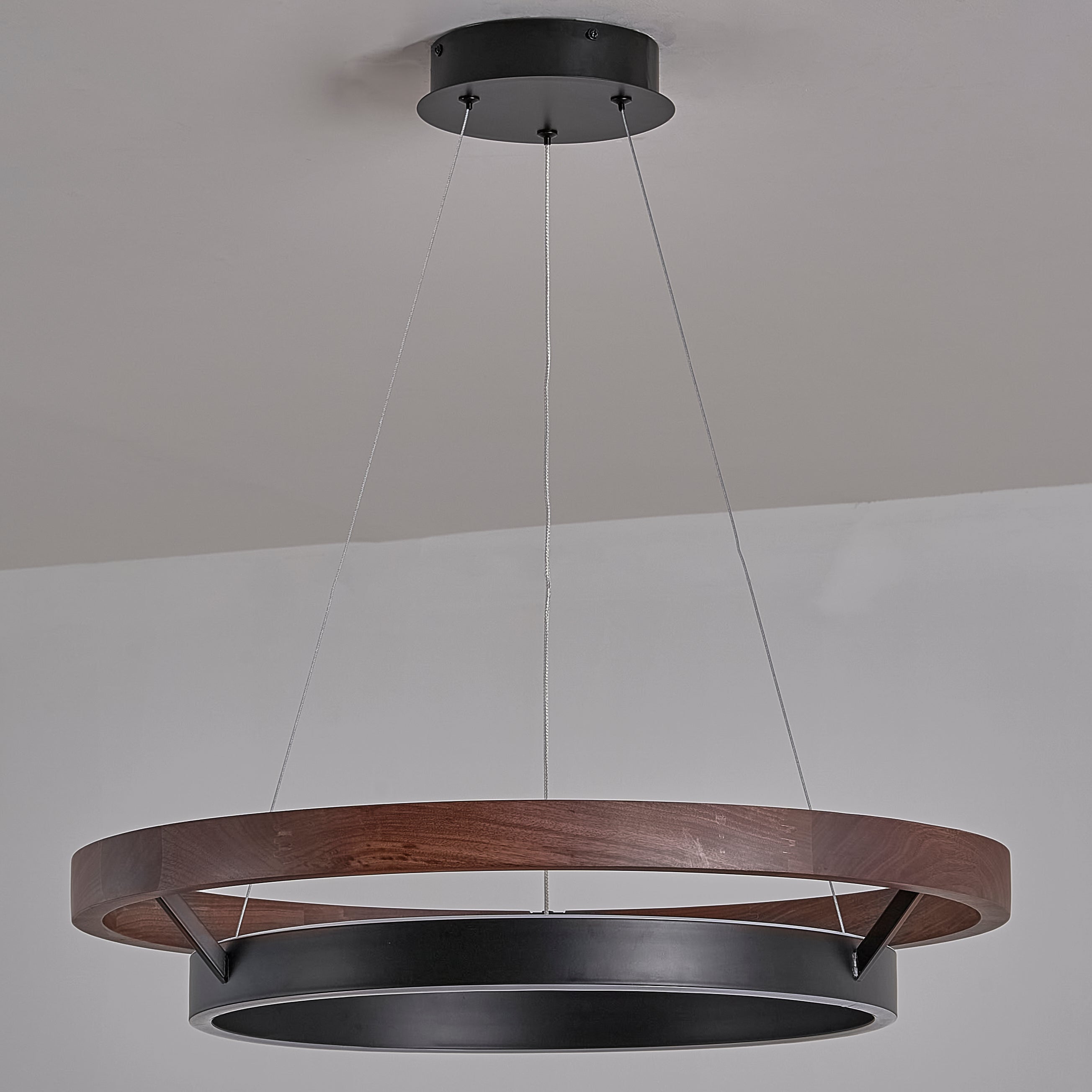 24 Inch Ring LED Walnut Chandelier - Grace