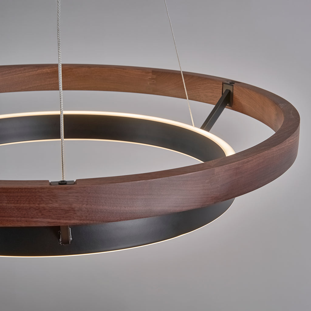 24 Inch Ring LED Walnut Chandelier - Grace
