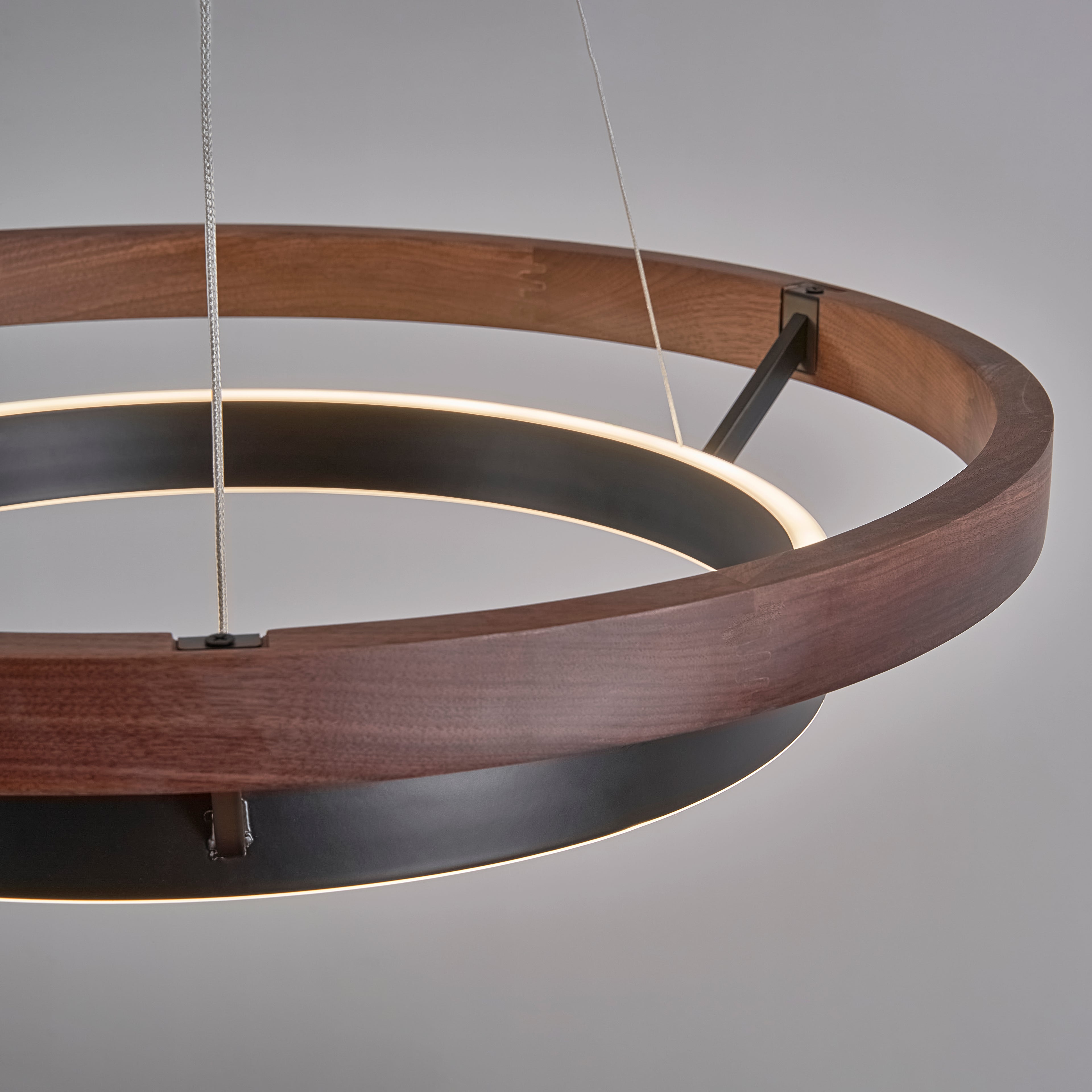 24 Inch Ring LED Walnut Chandelier - Grace