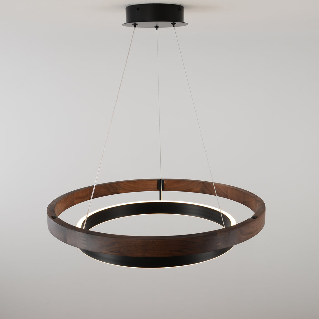24 Inch Ring LED Walnut Chandelier - Grace