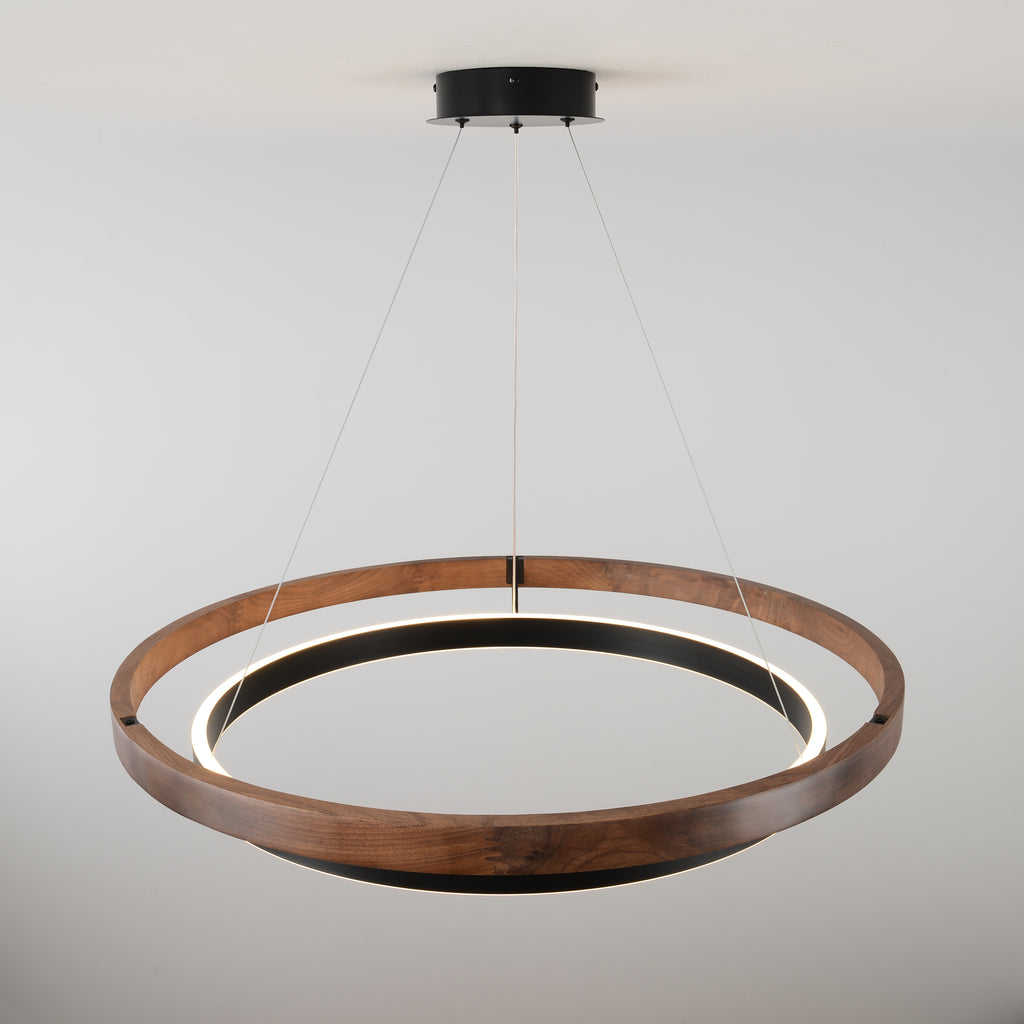 31 Inch Ring LED Walnut Chandelier - Grace