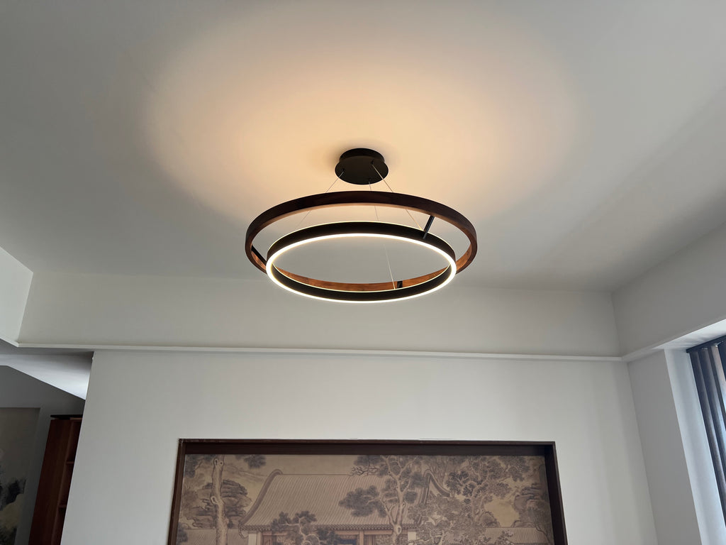 31 Inch Walnut Ring LED Chandelier - Grace