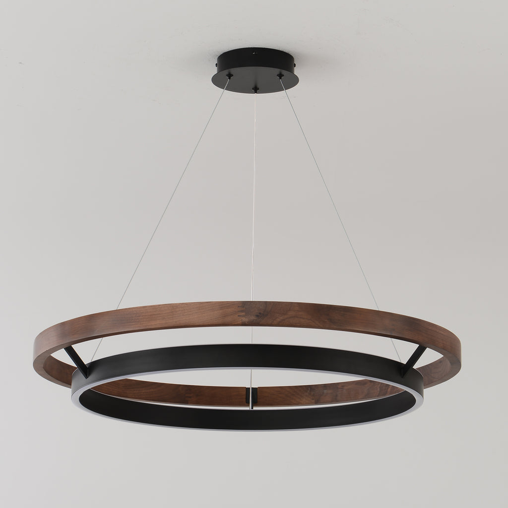 31 Inch Ring LED Walnut Chandelier - Grace
