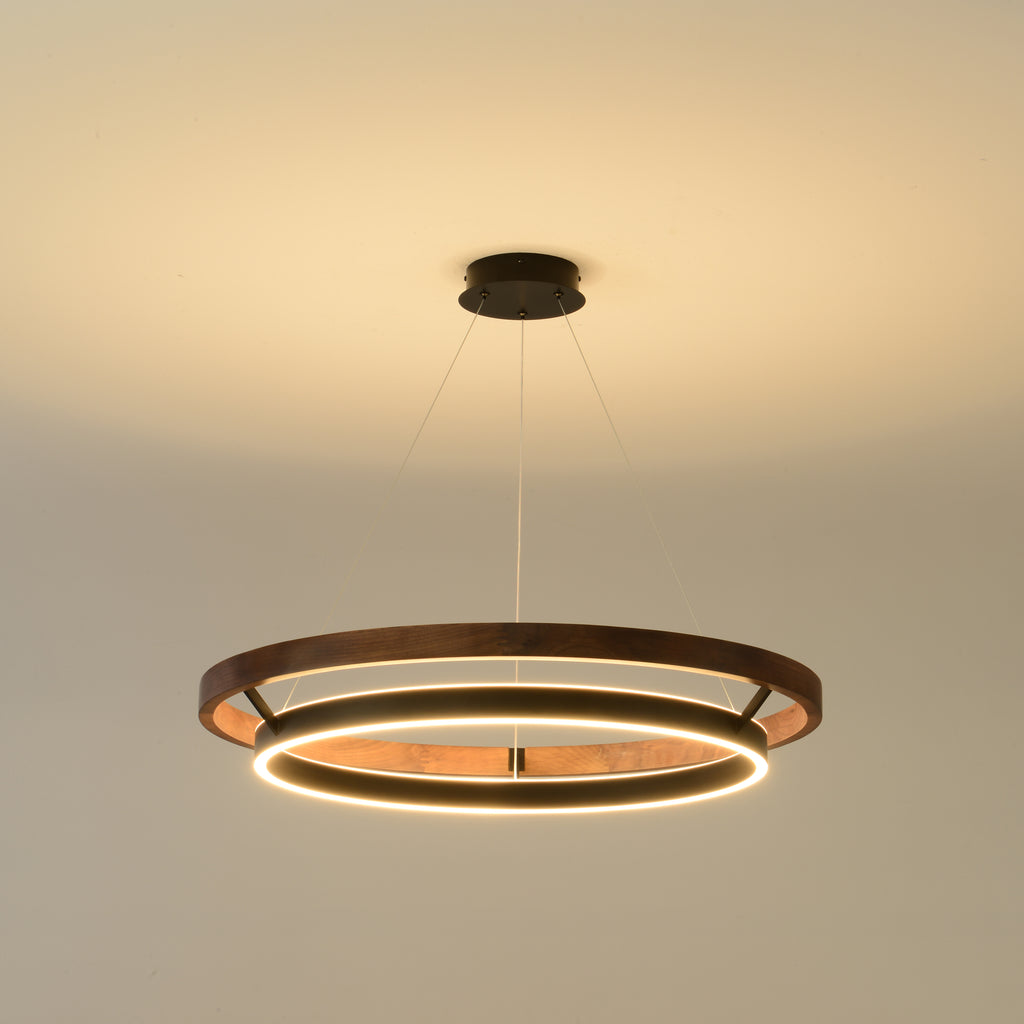 31 Inch Ring LED Walnut Chandelier - Grace