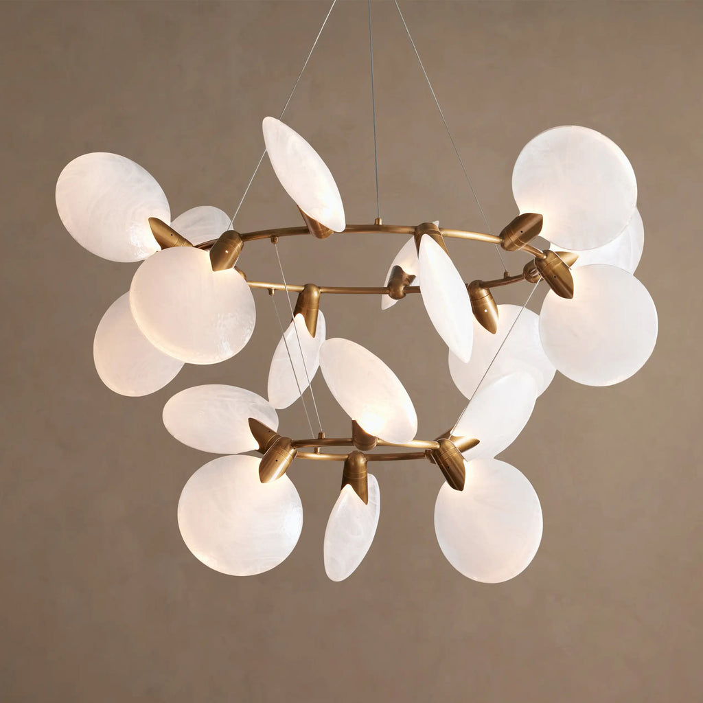 119 cm Kronleuchter aus Disc-Glas, 2-stufig – Lyla