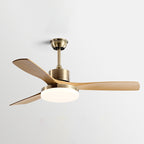 60 Inch Three Oak Blade Quiet Ceiling Fan with Dimmable Light - Timberline