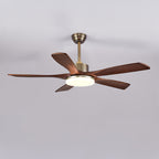 52 Inch Five Walnut Blade Quiet Ceiling Fan with Dimmable Light - Timberline