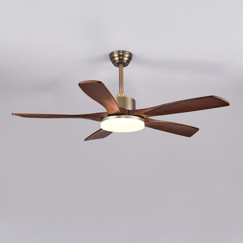 52 Inch Five Walnut Blade Quiet Ceiling Fan with Dimmable Light - Timberline