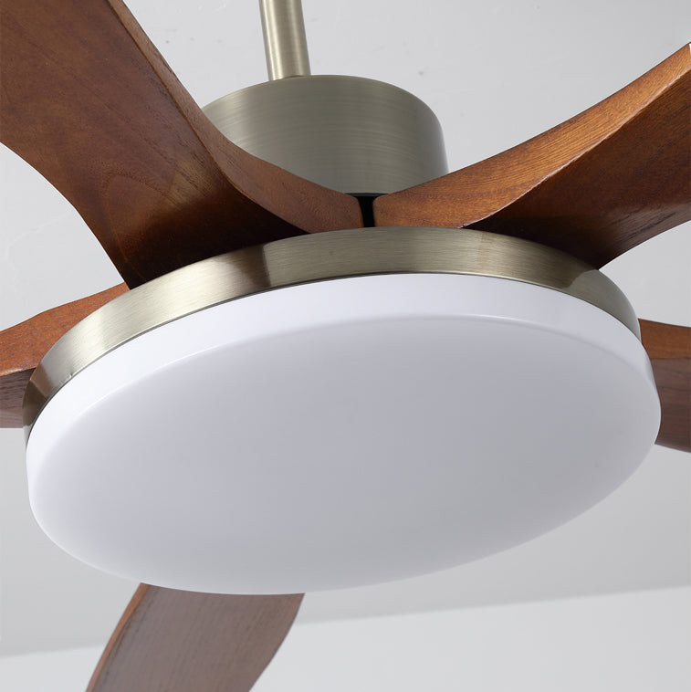 60 Inch Five Walnut Blade Quiet Ceiling Fan with Dimmable Light - Timberline