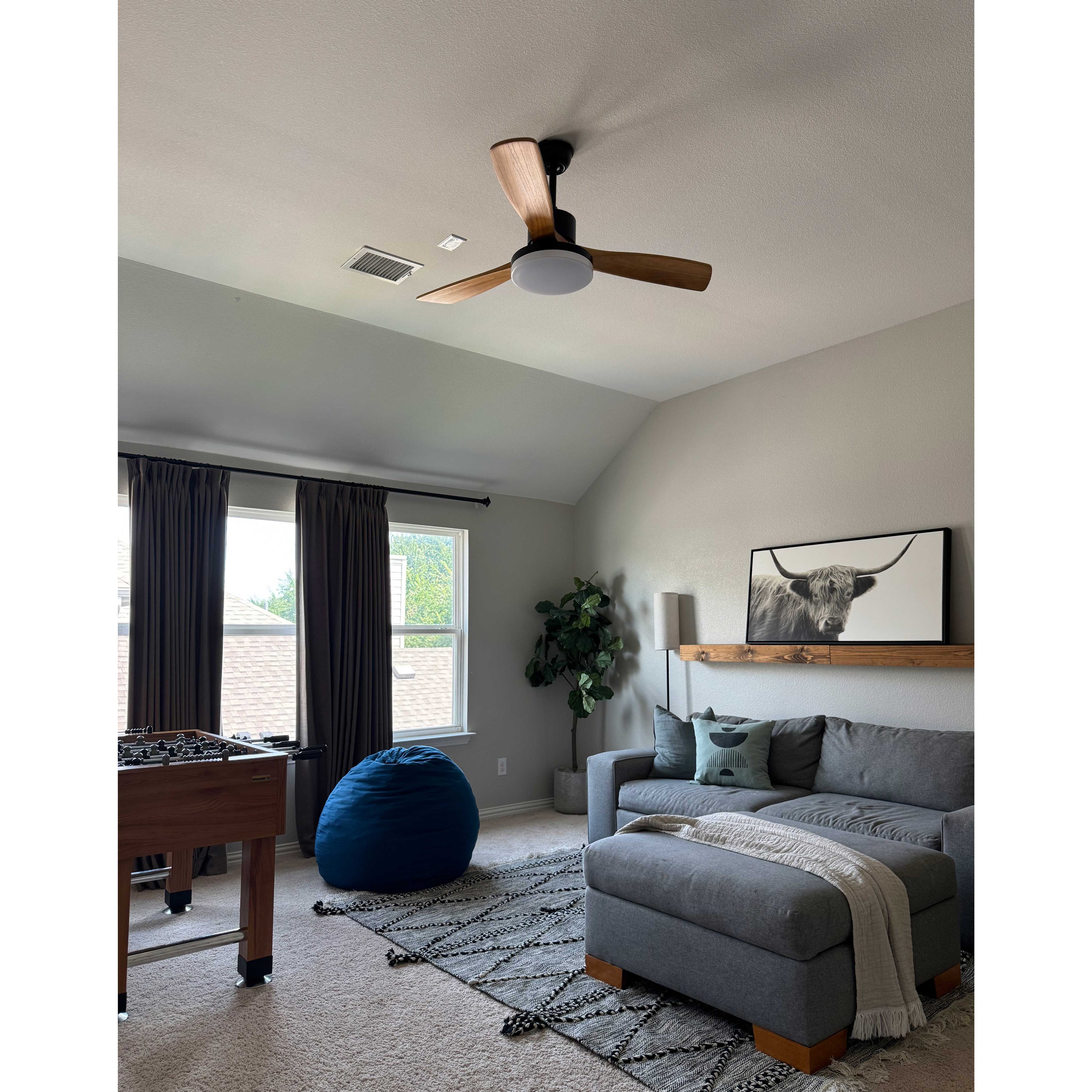 52 Inch Three Oak Blade Quiet Ceiling Fan with Dimmable Light - Timberline