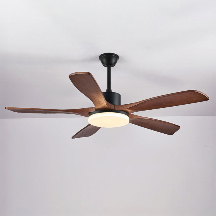 52 Inch Five Walnut Blade Quiet Ceiling Fan with Dimmable Light - Timberline
