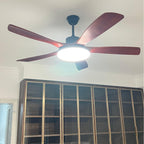 60 Inch Five Walnut Blade Quiet Ceiling Fan with Dimmable Light - Timberline