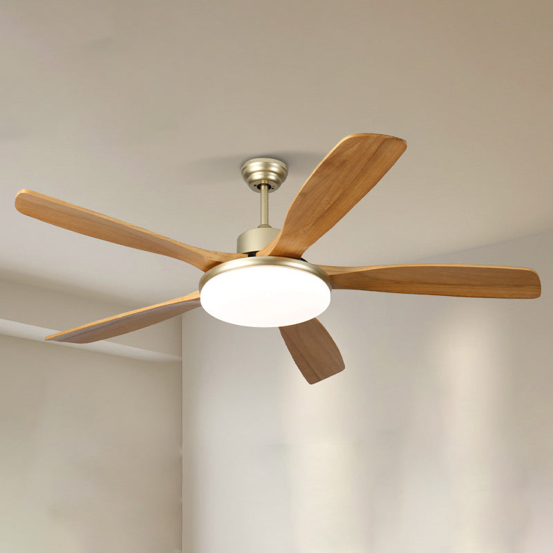 60 Inch Five Oak Blade Quiet Ceiling Fan with Dimmable Light - Timberline