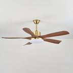 52 Inch Five Walnut Blade Quiet Ceiling Fan with Dimmable Light - Timberline