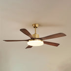 52 Inch Five Walnut Blade Quiet Ceiling Fan with Dimmable Light - Timberline