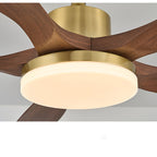 52 Inch Five Walnut Blade Quiet Ceiling Fan with Dimmable Light - Timberline