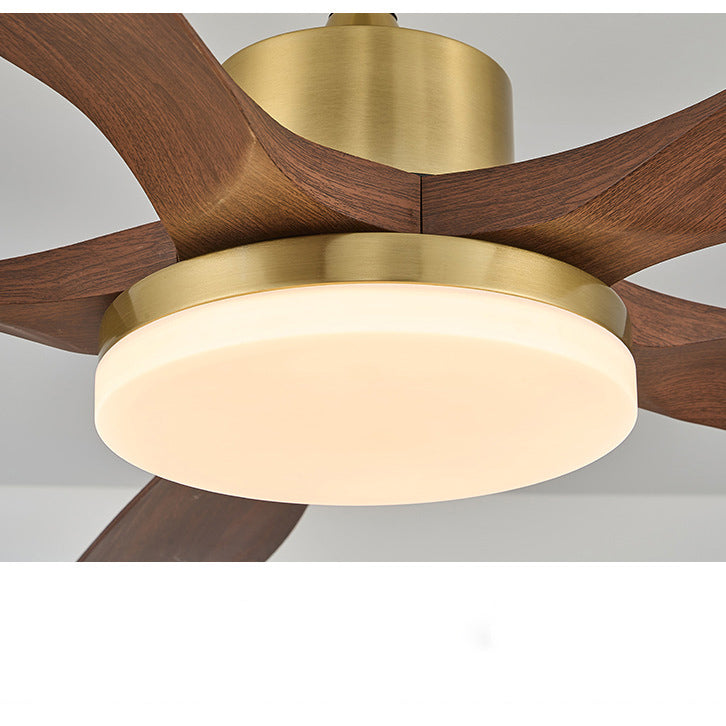 52 Inch Five Walnut Blade Quiet Ceiling Fan with Dimmable Light - Timberline