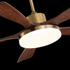 60 Inch Five Walnut Blade Quiet Ceiling Fan with Dimmable Light - Timberline