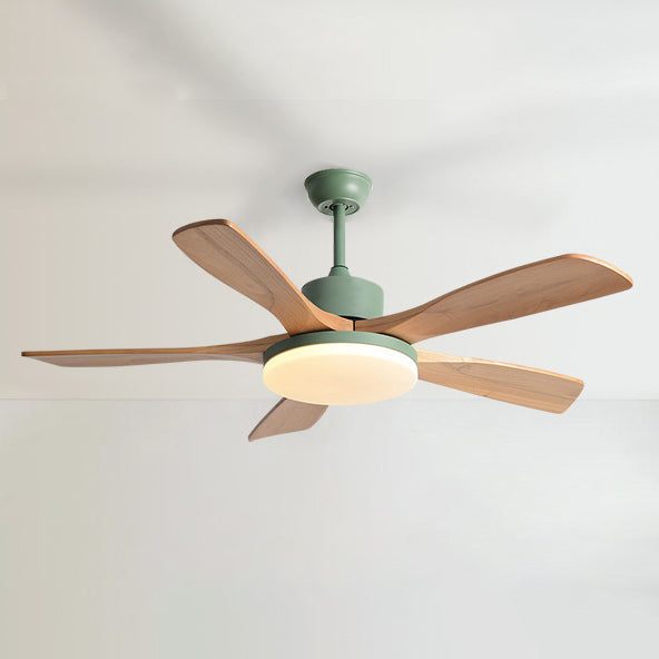 52 Inch Five Oak Blade Quiet Ceiling Fan with Dimmable Light - Timberline