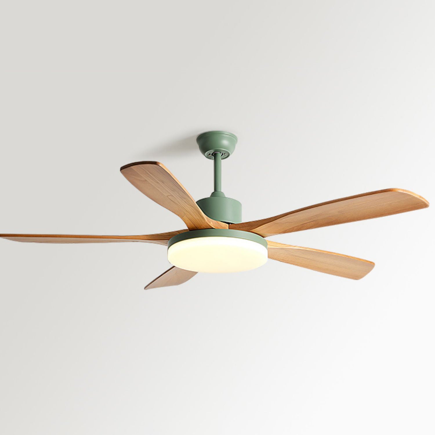60 Inch Five Oak Blade Quiet Ceiling Fan with Dimmable Light - Timberline