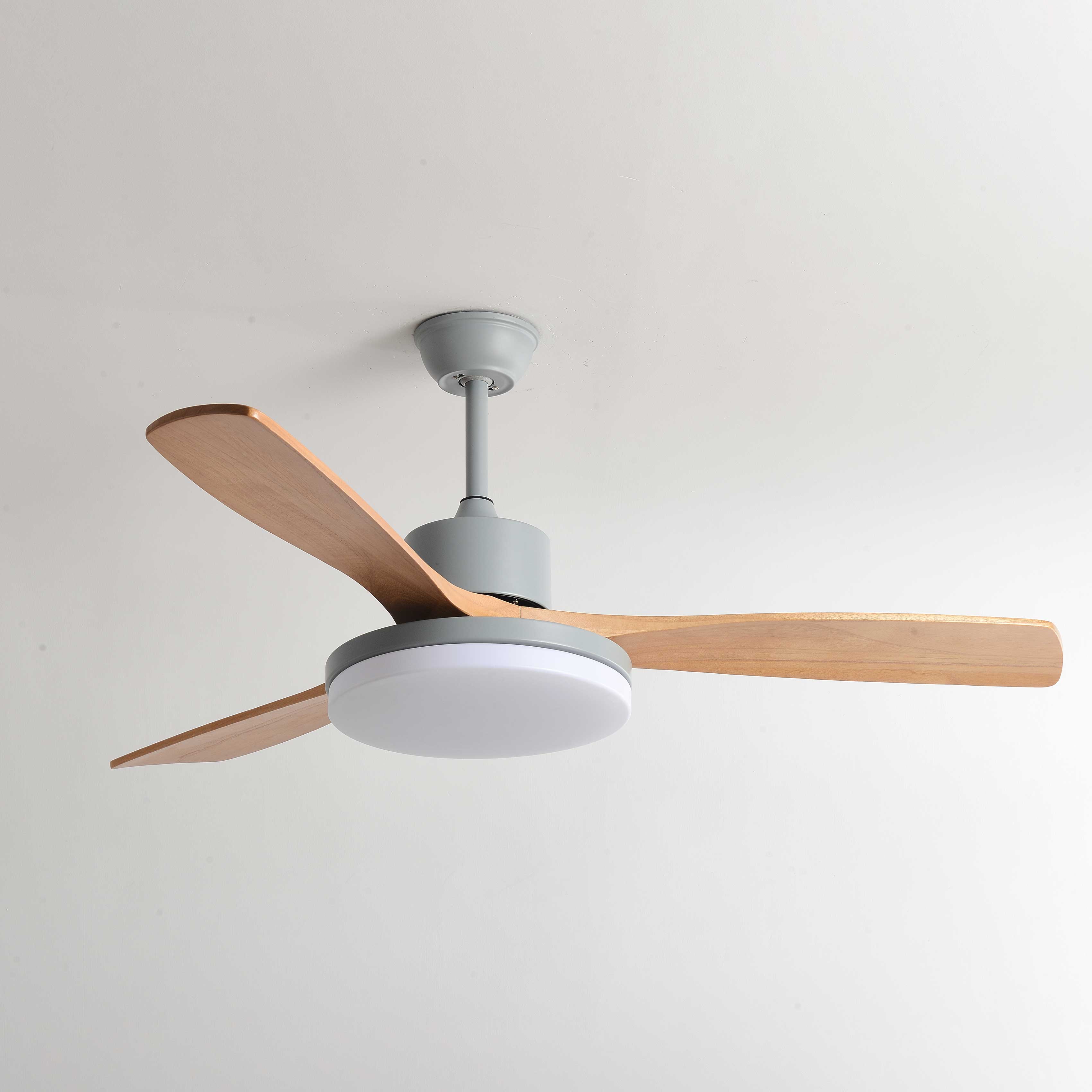 60 Inch Three Oak Blade Quiet Ceiling Fan with Dimmable Light - Timberline