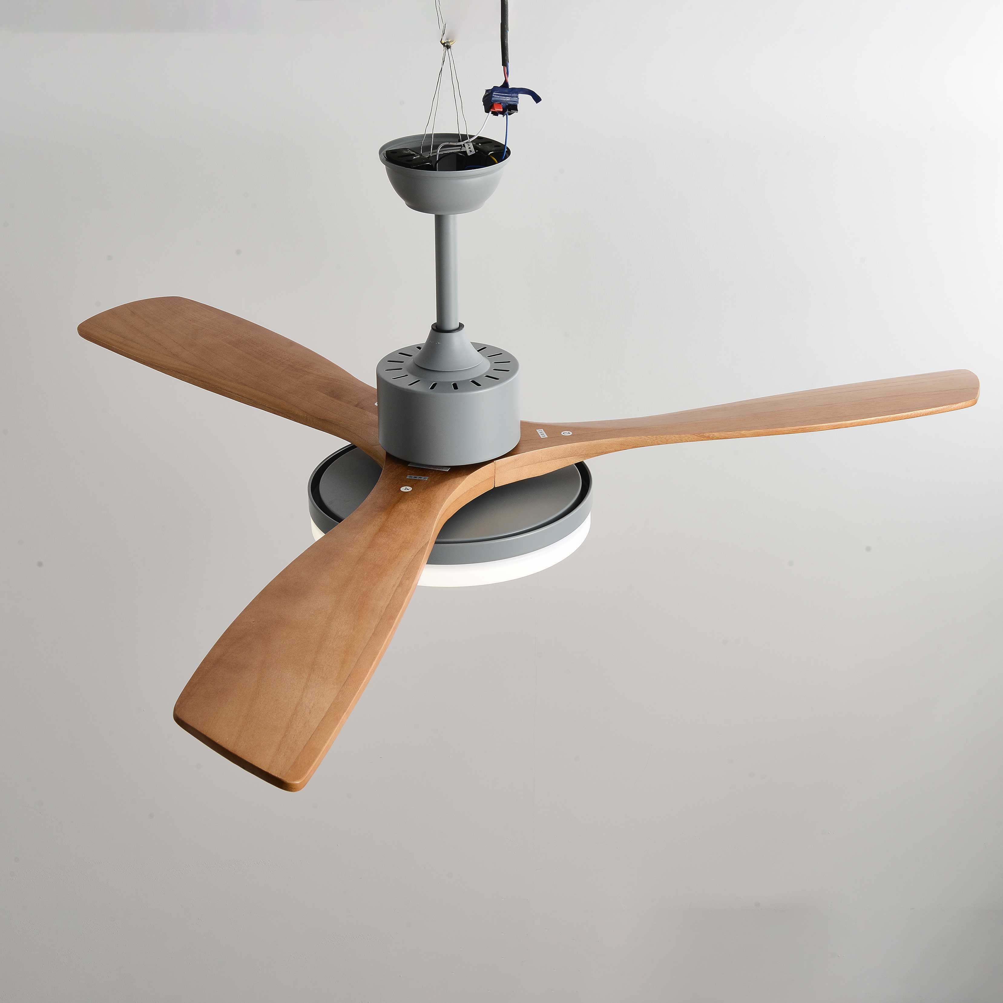 60 Inch Three Oak Blade Quiet Ceiling Fan with Dimmable Light - Timberline