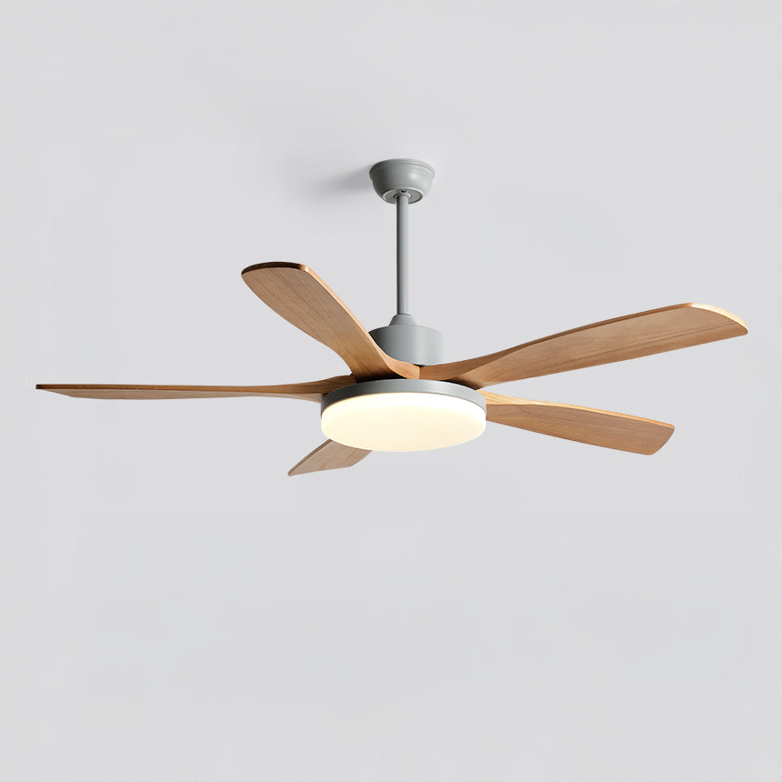 52 Inch Five Oak Blade Quiet Ceiling Fan with Dimmable Light - Timberline