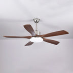 52 Inch Five Walnut Blade Quiet Ceiling Fan with Dimmable Light - Timberline