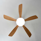 60 Inch Five Oak Blade Quiet Ceiling Fan with Dimmable Light - Timberline