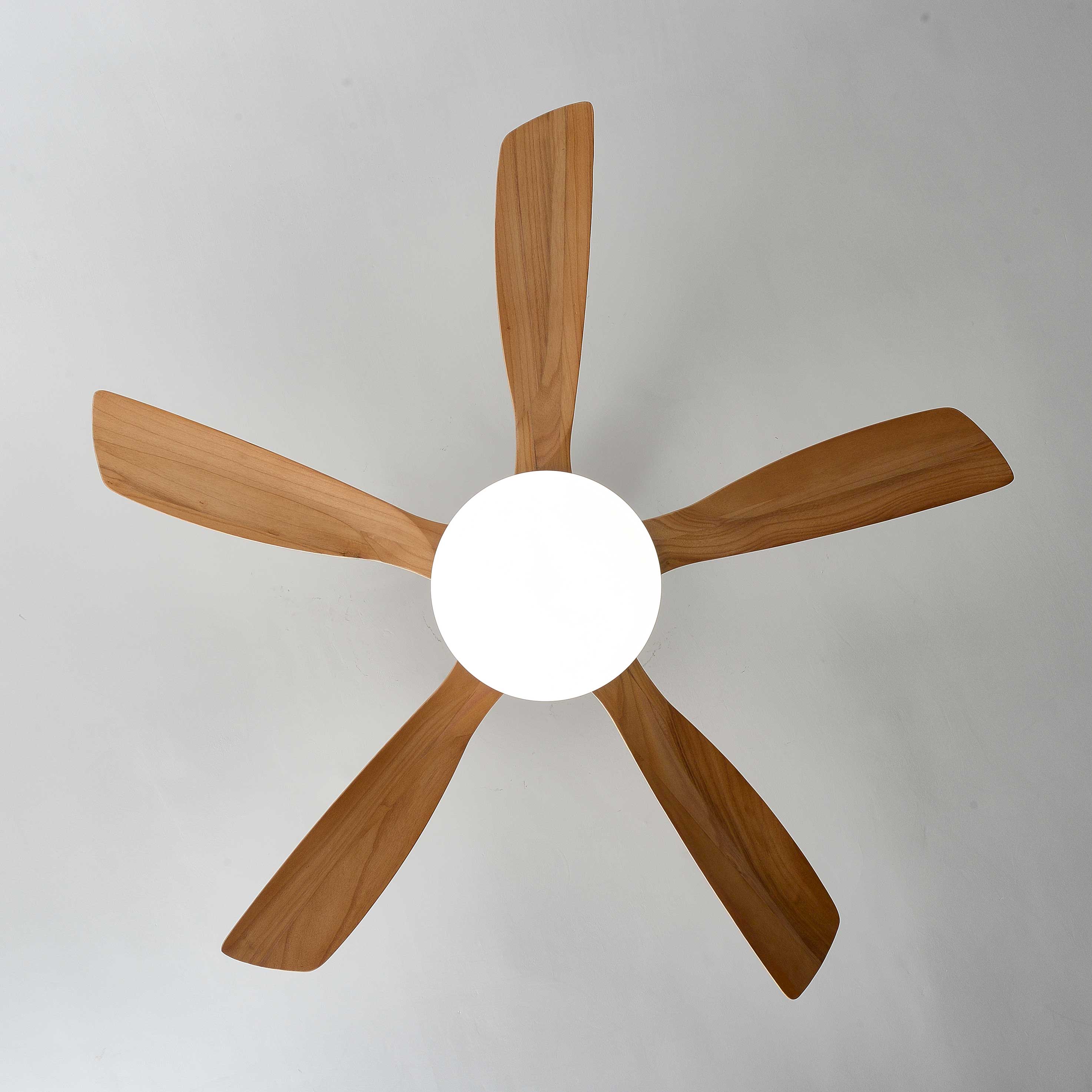 60 Inch Five Oak Blade Quiet Ceiling Fan with Dimmable Light - Timberline