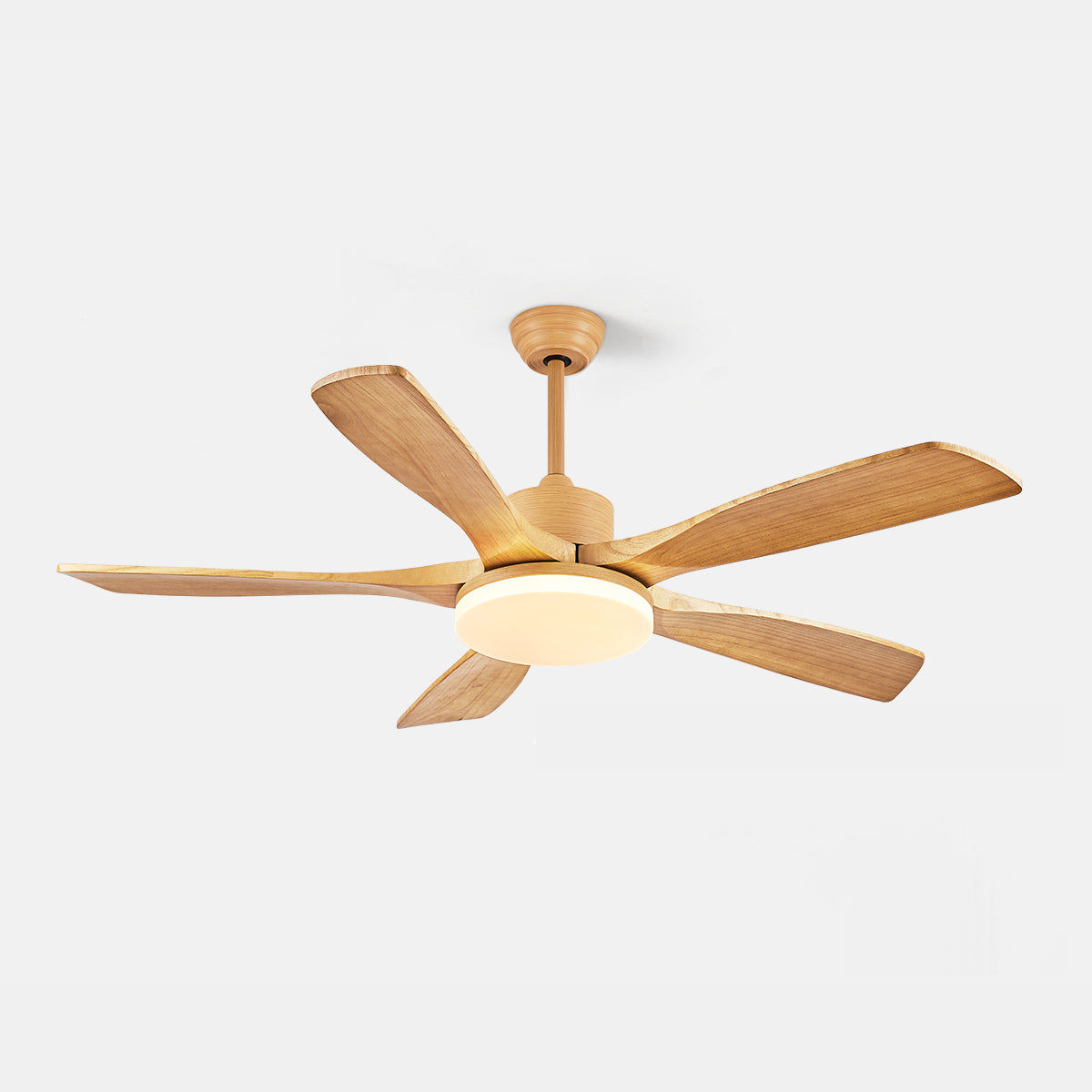52 Inch Five Oak Blade Quiet Ceiling Fan with Dimmable Light - Timberline
