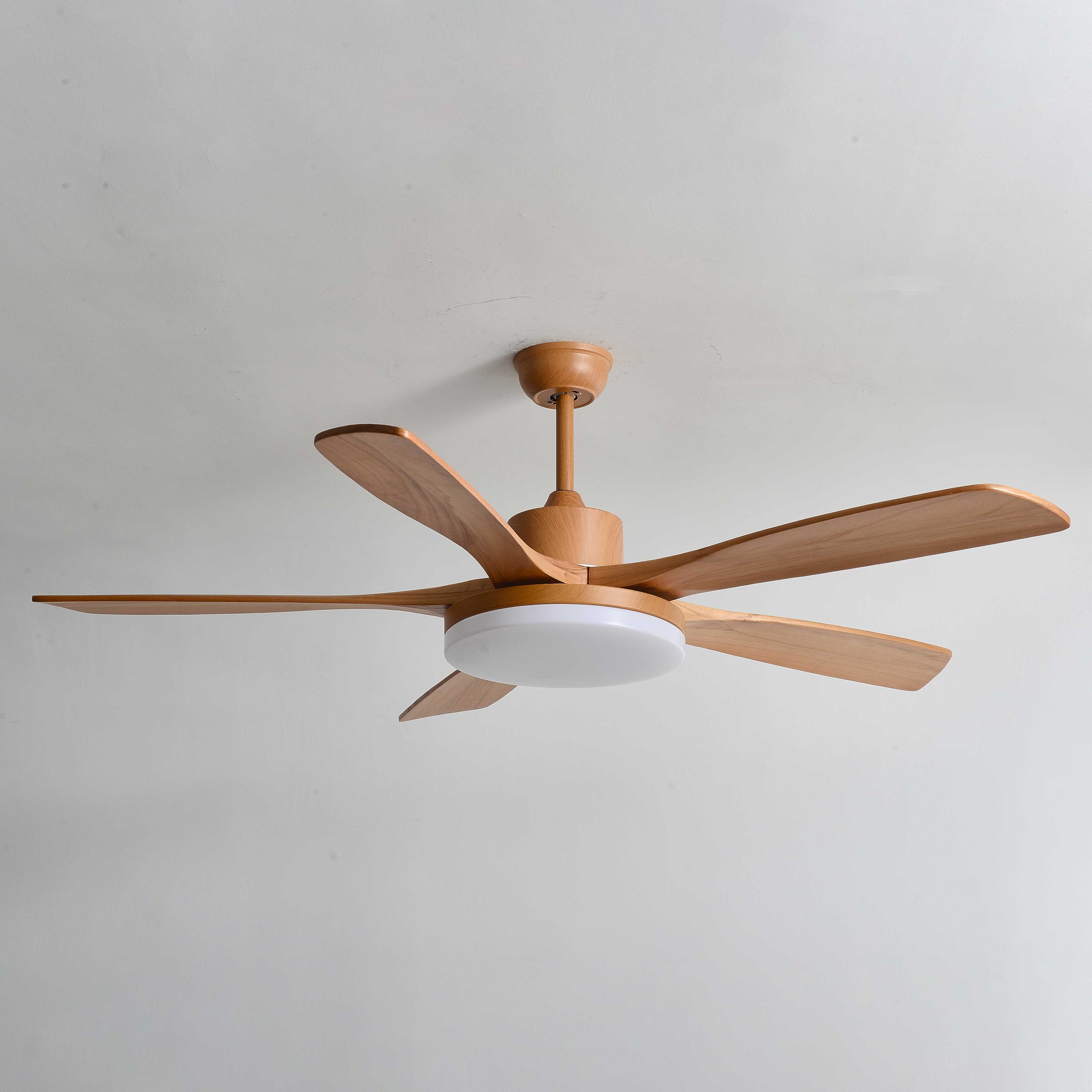 60 Inch Five Oak Blade Quiet Ceiling Fan with Dimmable Light - Timberline