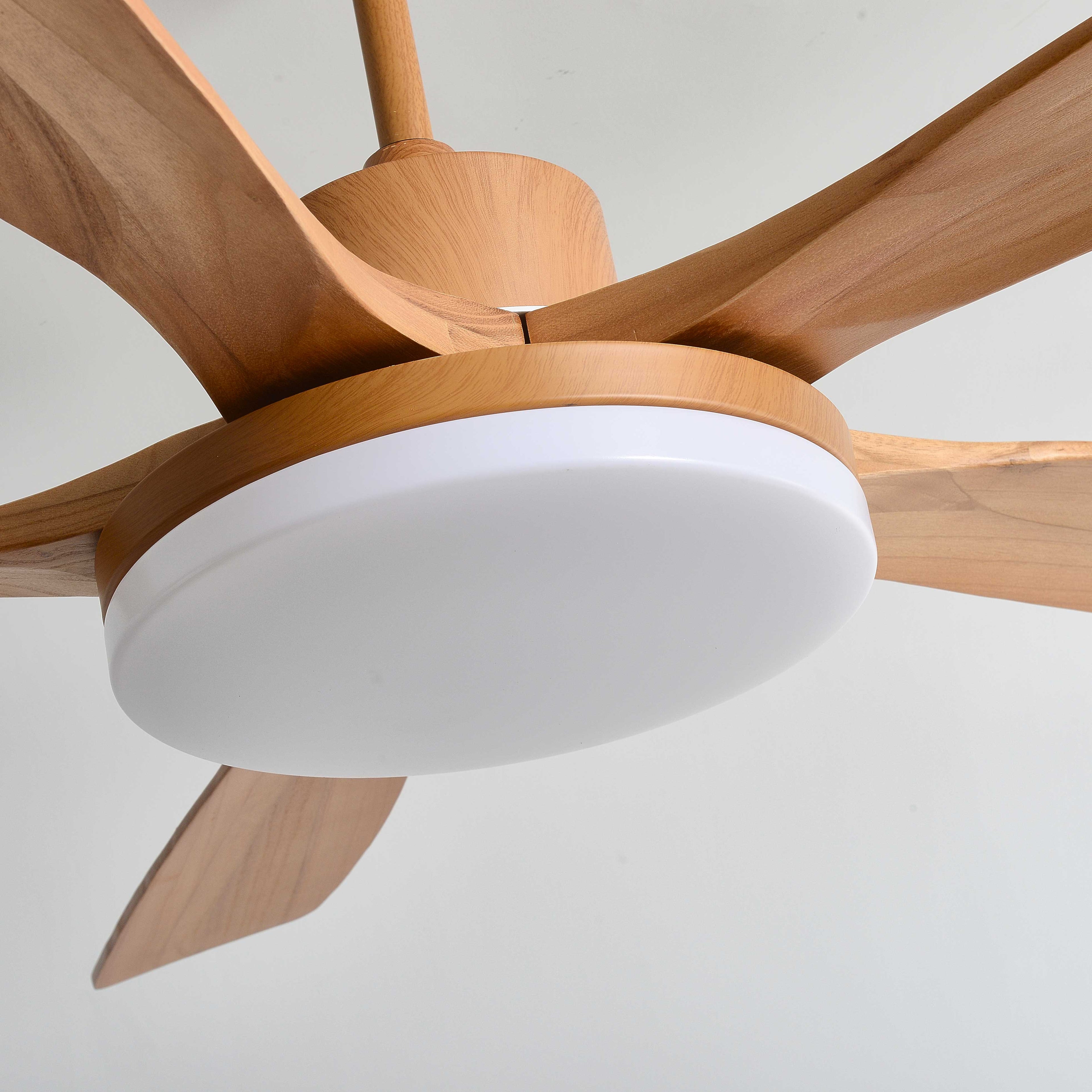 60 Inch Five Oak Blade Quiet Ceiling Fan with Dimmable Light - Timberline