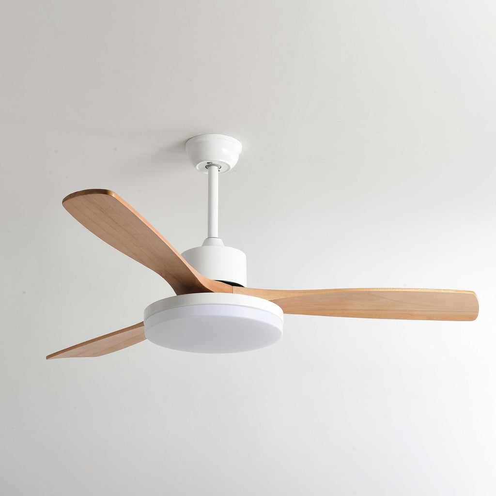 60 Inch Three Oak Blade Quiet Ceiling Fan with Dimmable Light - Timberline