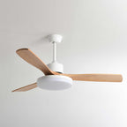 60 Inch Three Oak Blade Quiet Ceiling Fan with Dimmable Light - Timberline