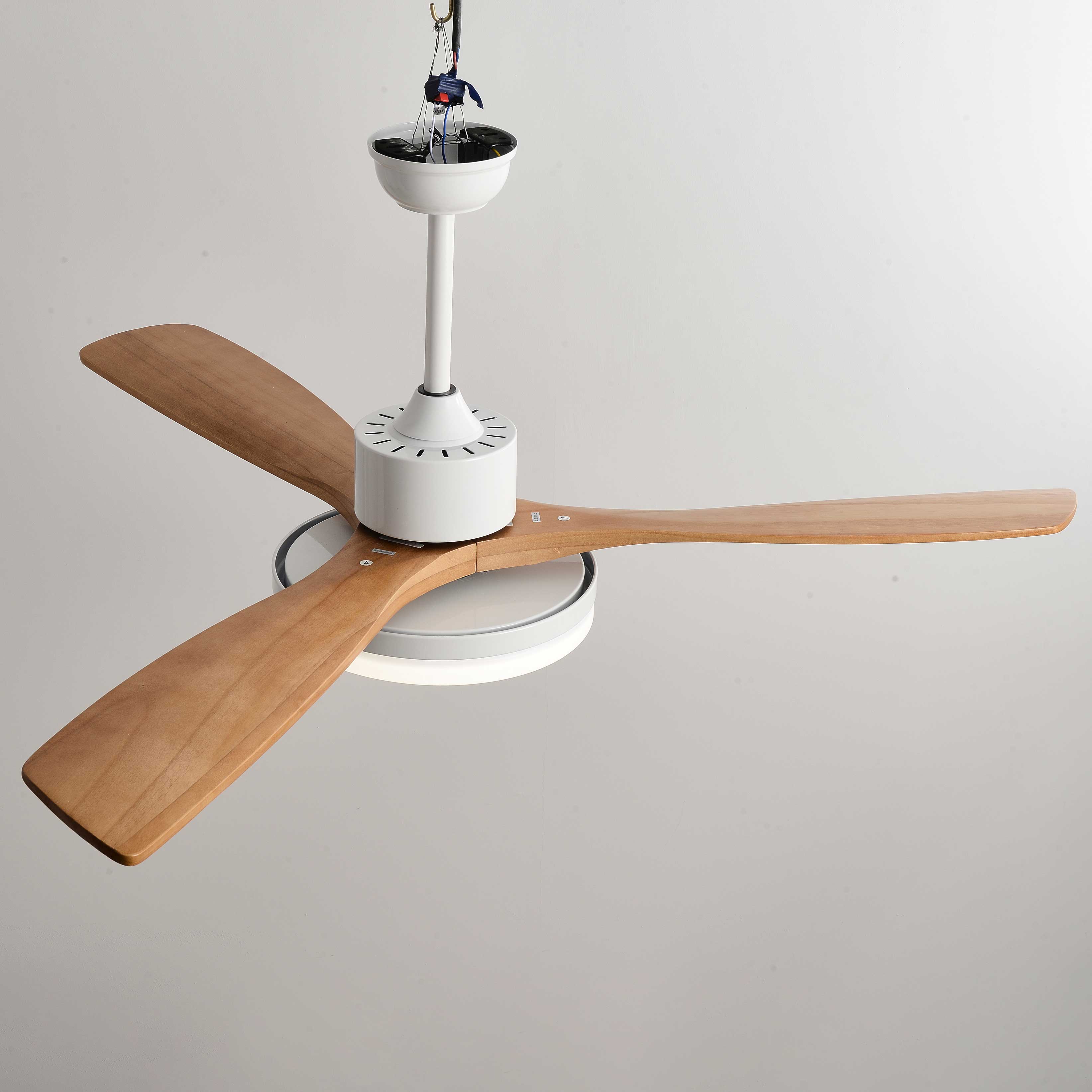 60 Inch Three Oak Blade Quiet Ceiling Fan with Dimmable Light - Timberline