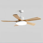 52 Inch Five Oak Blade Quiet Ceiling Fan with Dimmable Light - Timberline