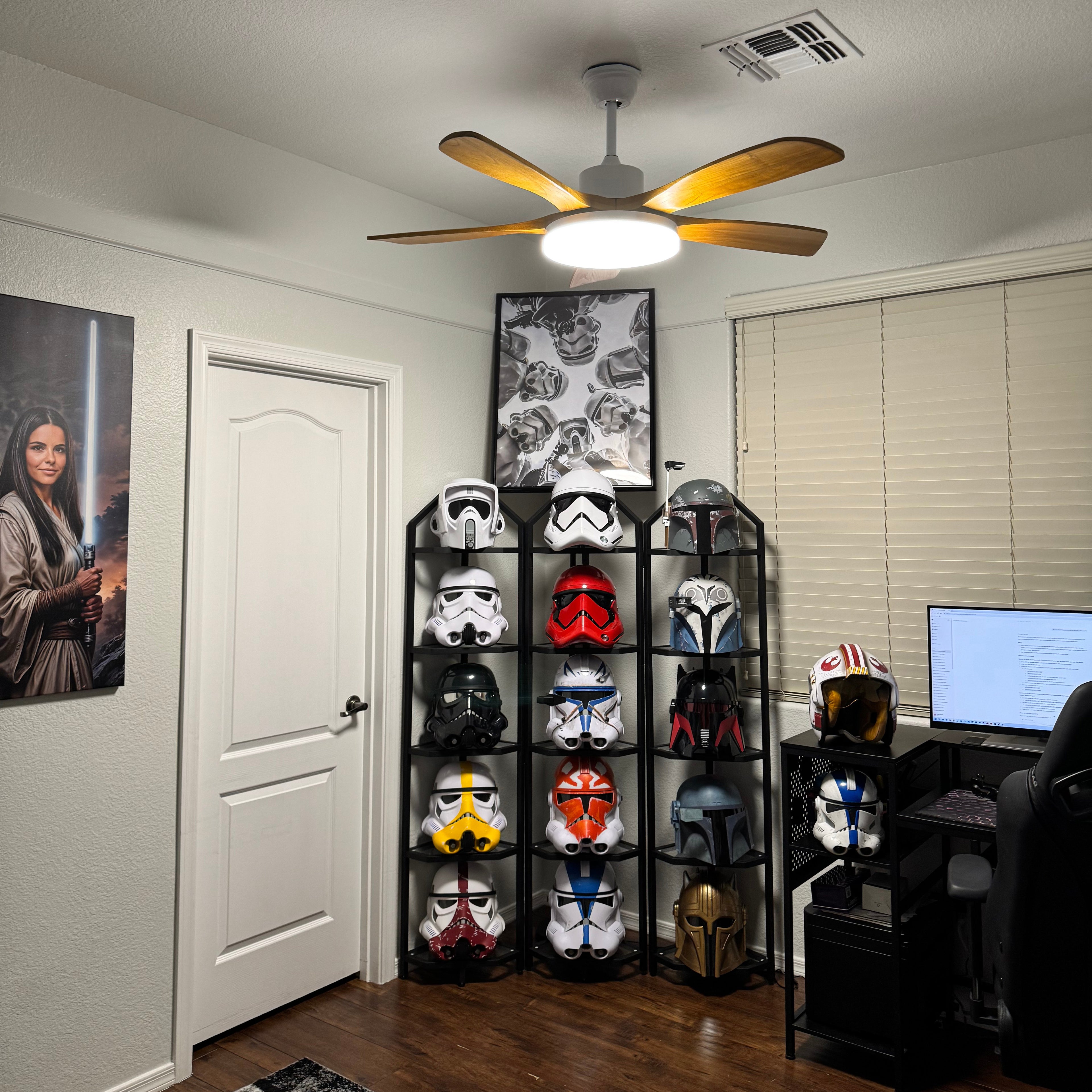 52 Inch Five Oak Blade Quiet Ceiling Fan with Dimmable Light - Timberline