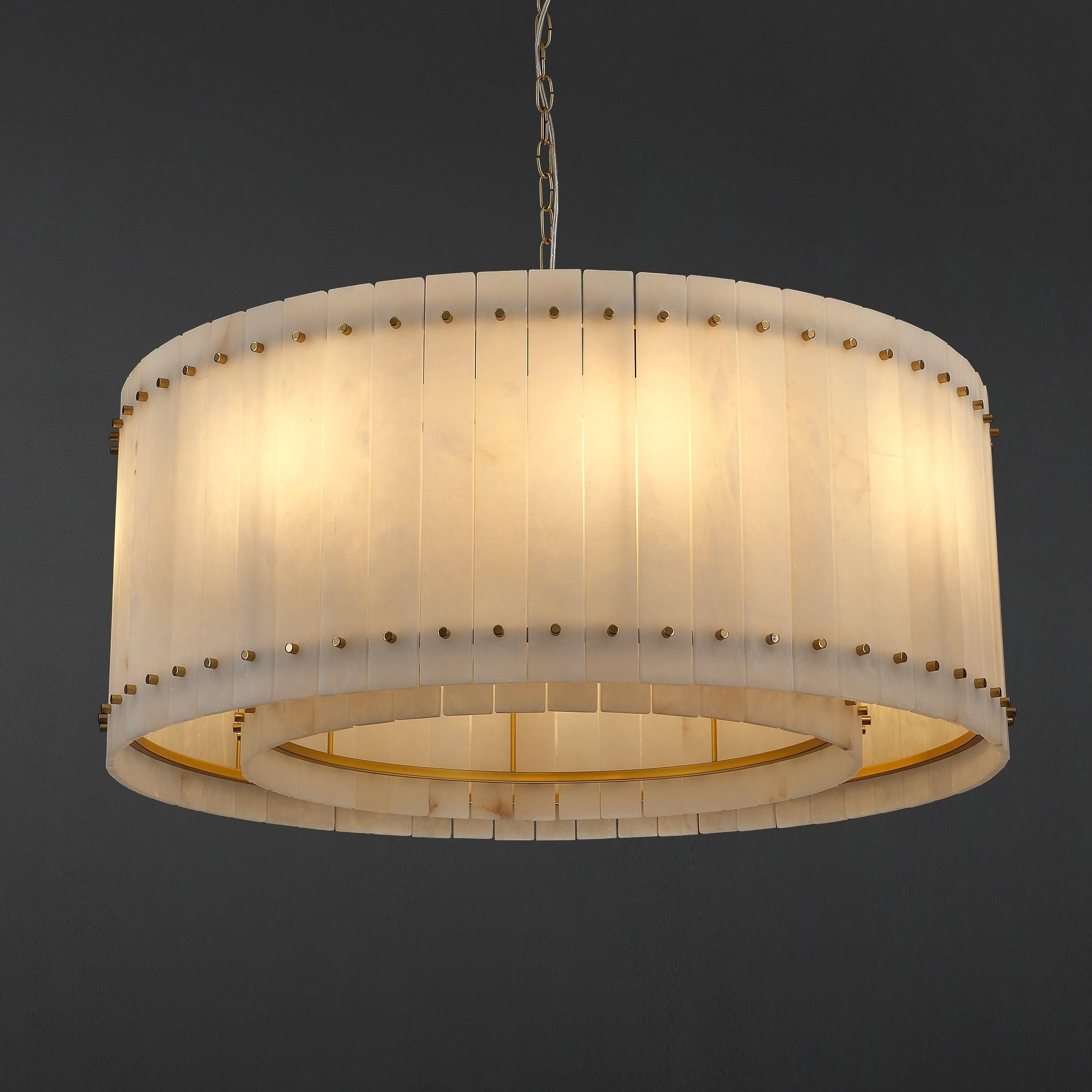 37 Inch Alabaster Round Chandelier - San Marco