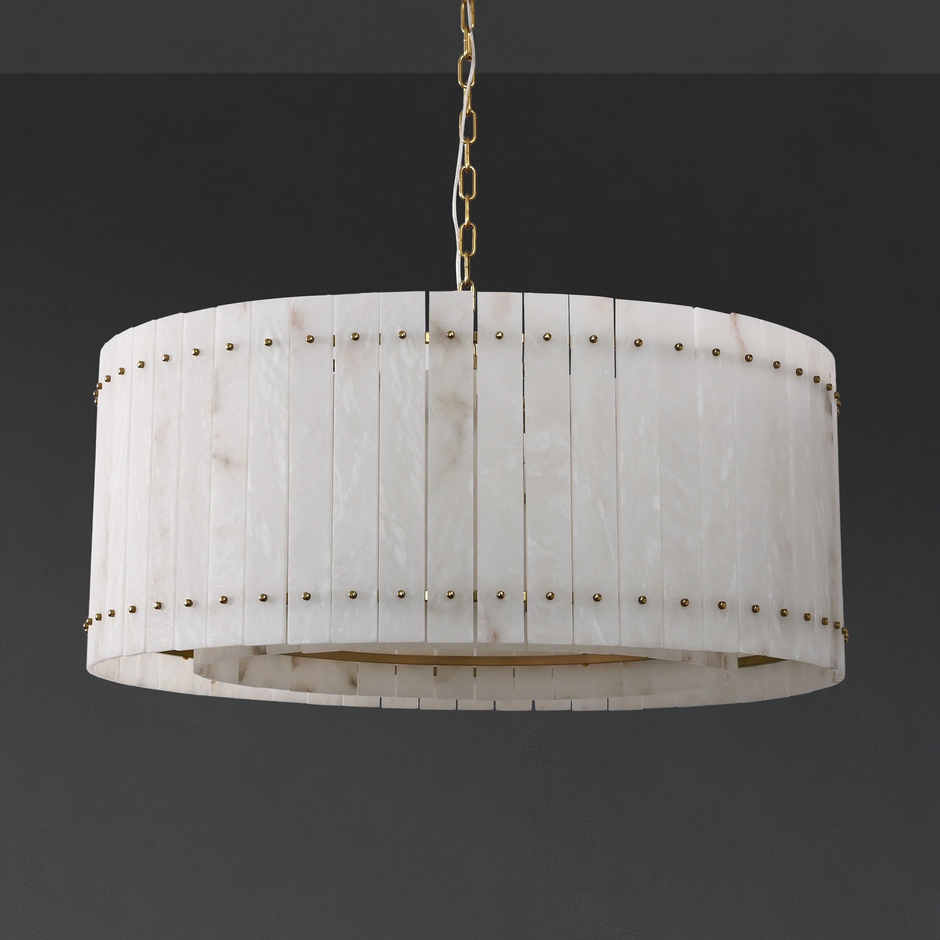 37 Inch Alabaster Round Chandelier - San Marco