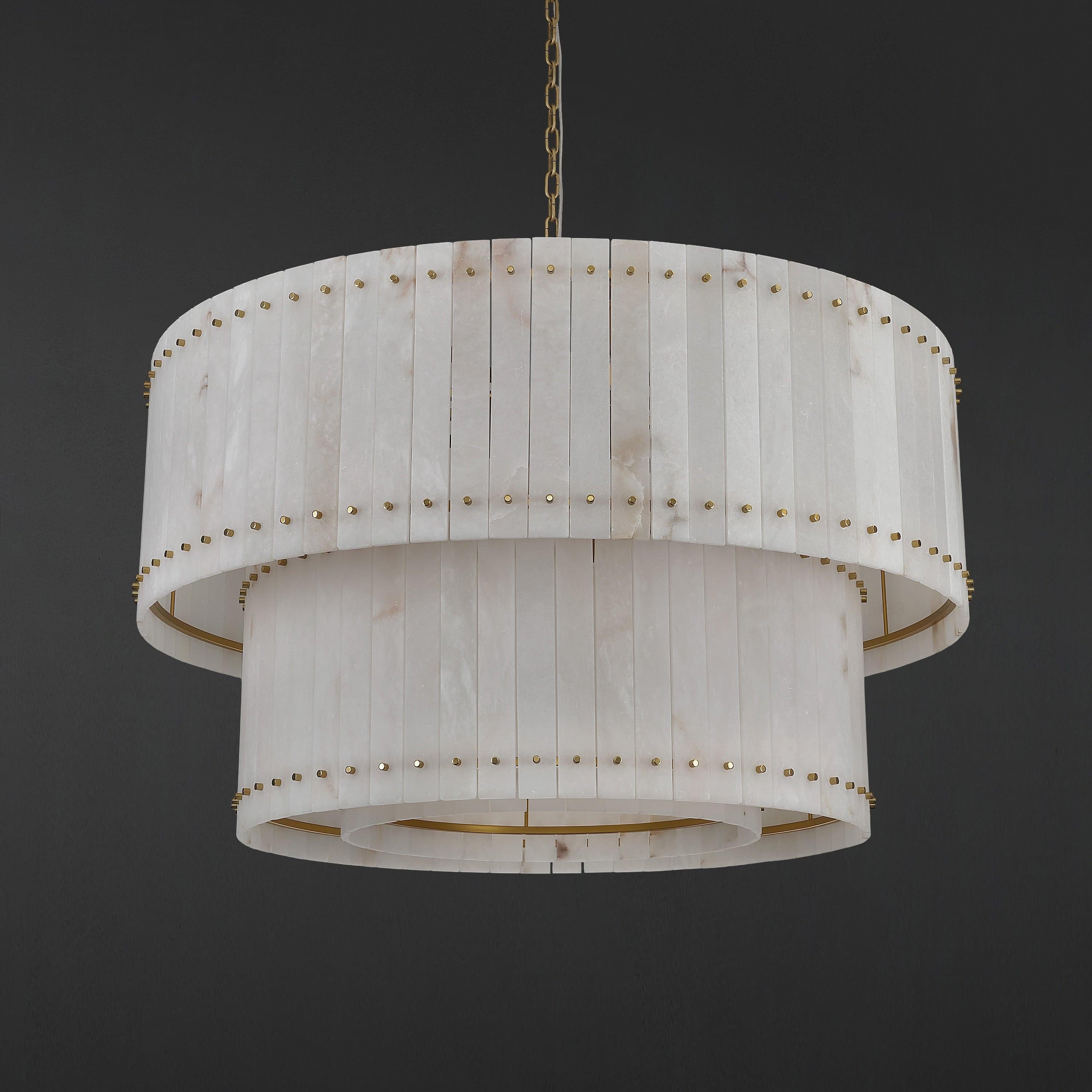 48 Inch Alabaster Two-Tier Chandelier - San Marco