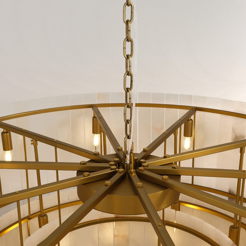 48 Inch Alabaster Two-Tier Chandelier - San Marco