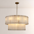 48 Inch Alabaster Two-Tier Round Chandelier - San Marco