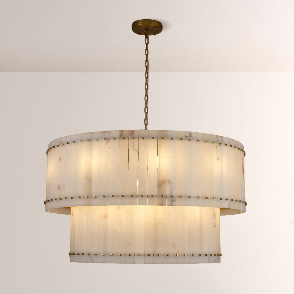 48 Inch Alabaster Two-Tier Chandelier - San Marco