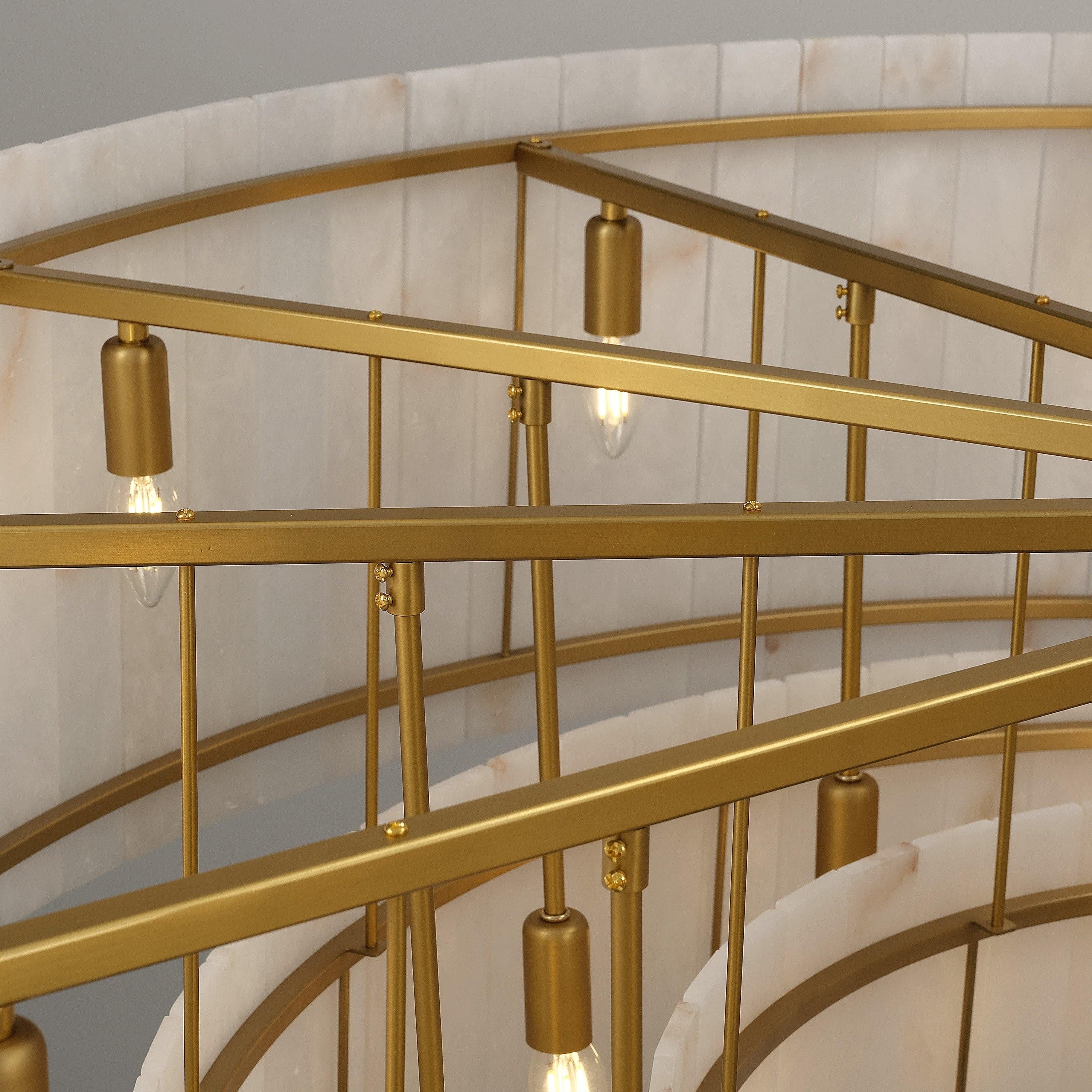 48 Inch Alabaster Two-Tier Chandelier - San Marco