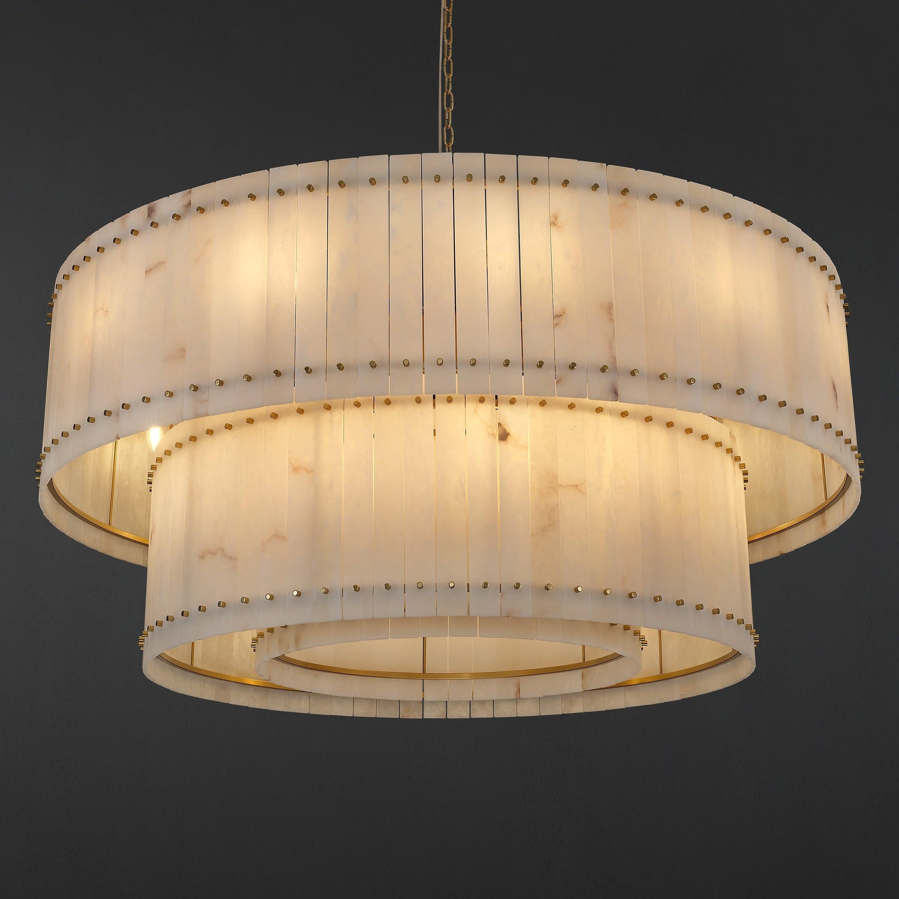 60 Inch Alabaster Two-Tier Chandelier - San Marco