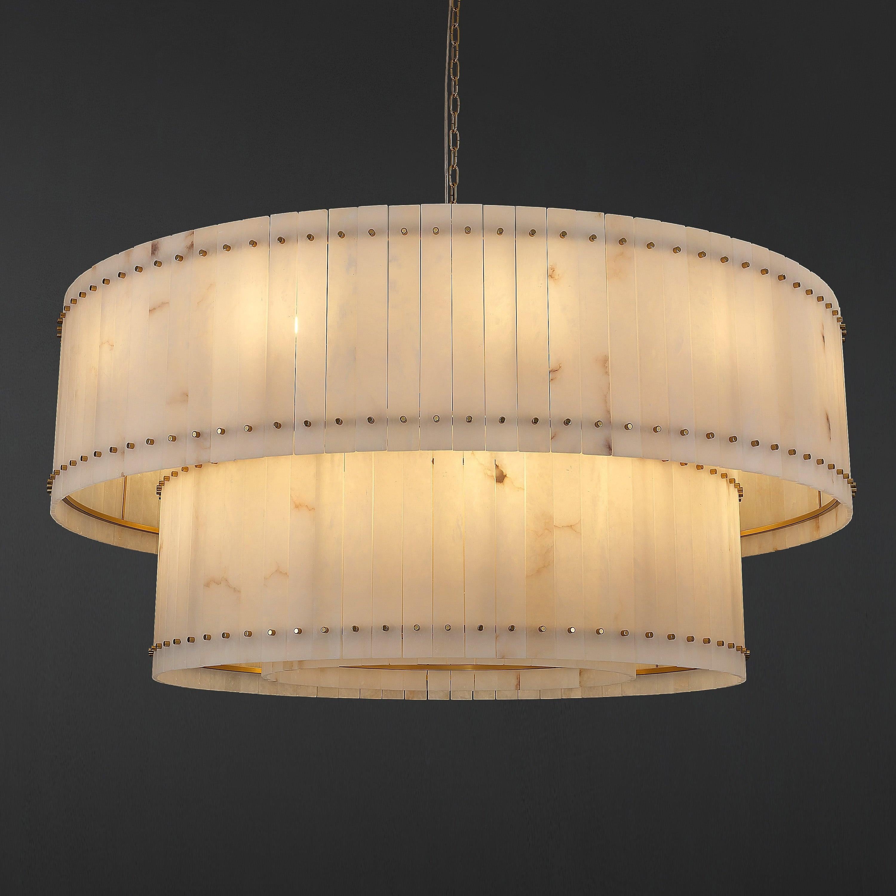 60 Inch Alabaster Two-Tier Chandelier - San Marco