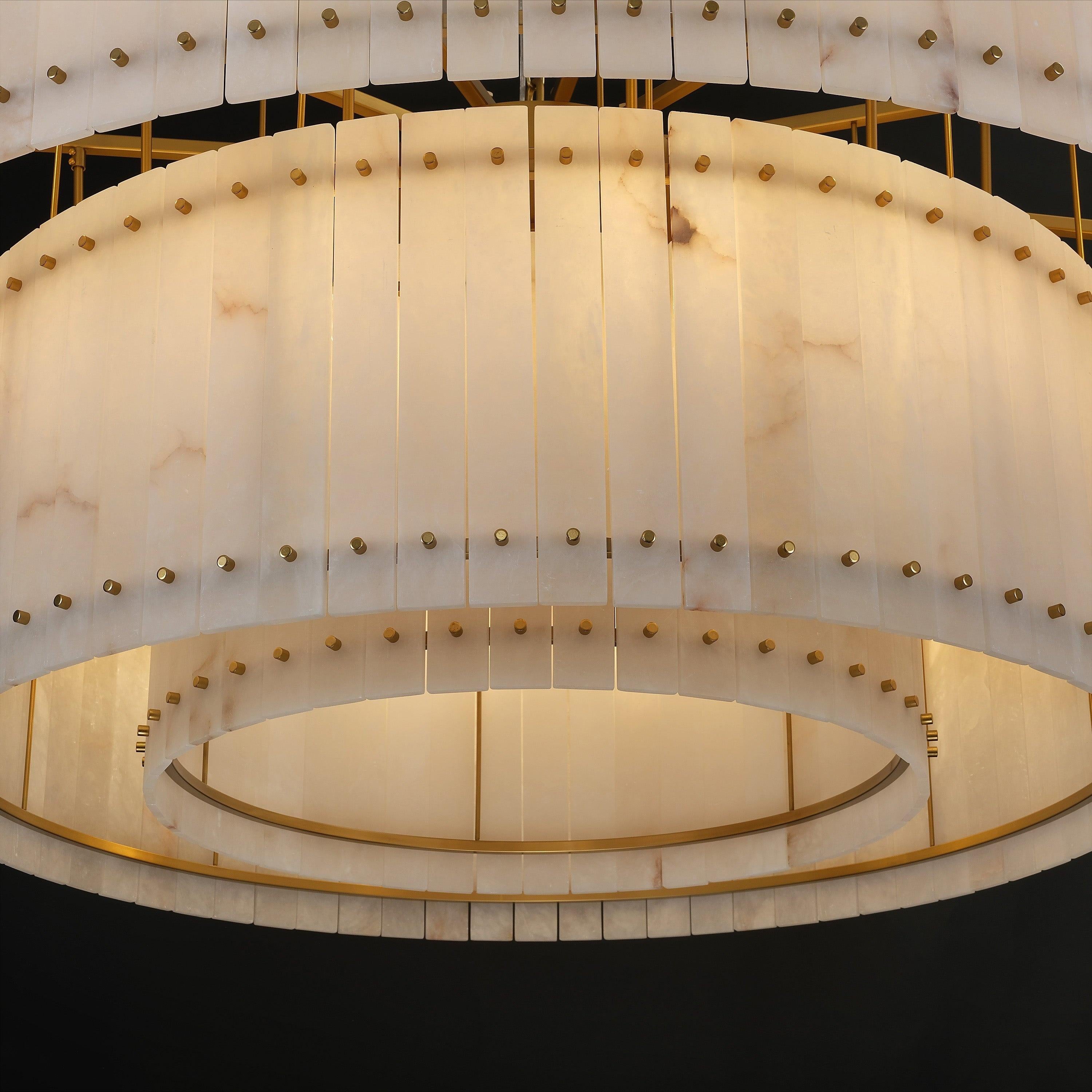60 Inch Alabaster Two-Tier Chandelier - San Marco